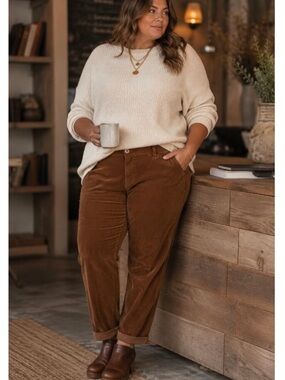 J. Jill Pull On Corduroy Pants Chestnut Brown Size Medium Tall